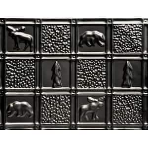 Take Home Sample Gwen Cabin Black 12 in. x 12 in. Decorative Tin Style Steel Nail Up Wall Tile Backsplash