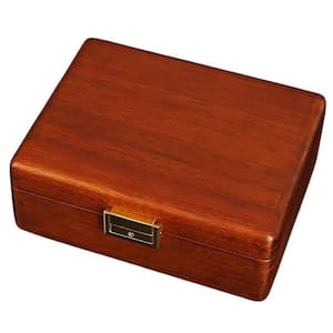 9.1"L x 7.1"W x 3.3"H, Deep Brown 2 Layer Solid Walnut Wooden Jewelry Box with Lock and Key