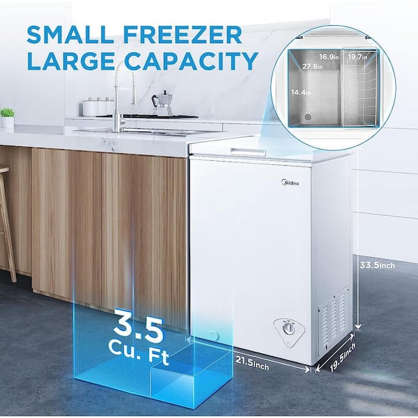 Midea MRC04M3AWW Single Door Chest Freezer, 3.5 Cubic Feet, White 