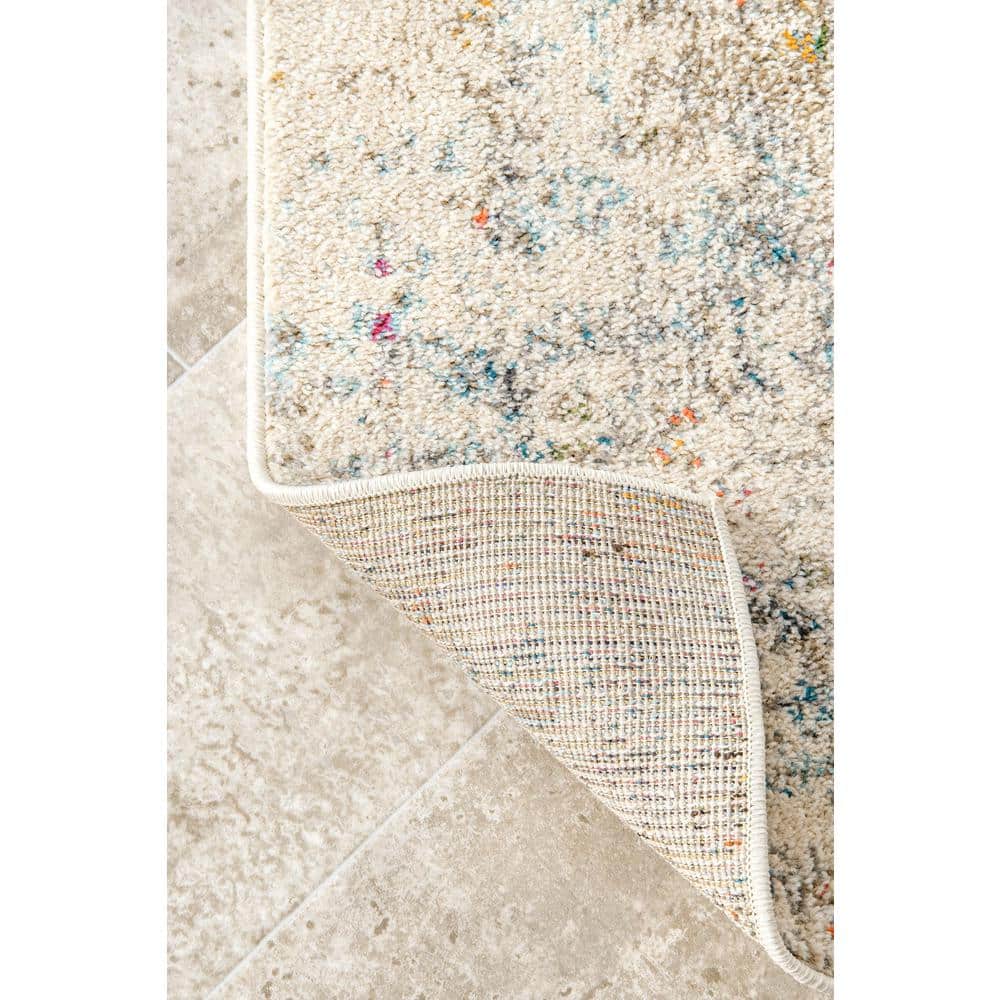 Multicolor Abstract Synthetic Stain-Resistant Rectangular Area Rug