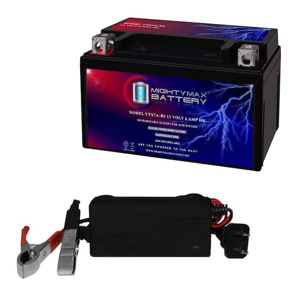MIGHTY MAX BATTERY YTX7A-BS Replacement Battery for ATV Quad Dirt/Pit Bike 150/200cc + 12V 1Amp Charger