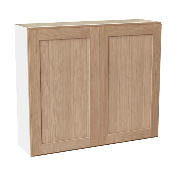 42 in. W x 12 in. D x 36 in. H Ready to Assemble Solid Wood Shaker Wall Kitchen Cabinet in Oak