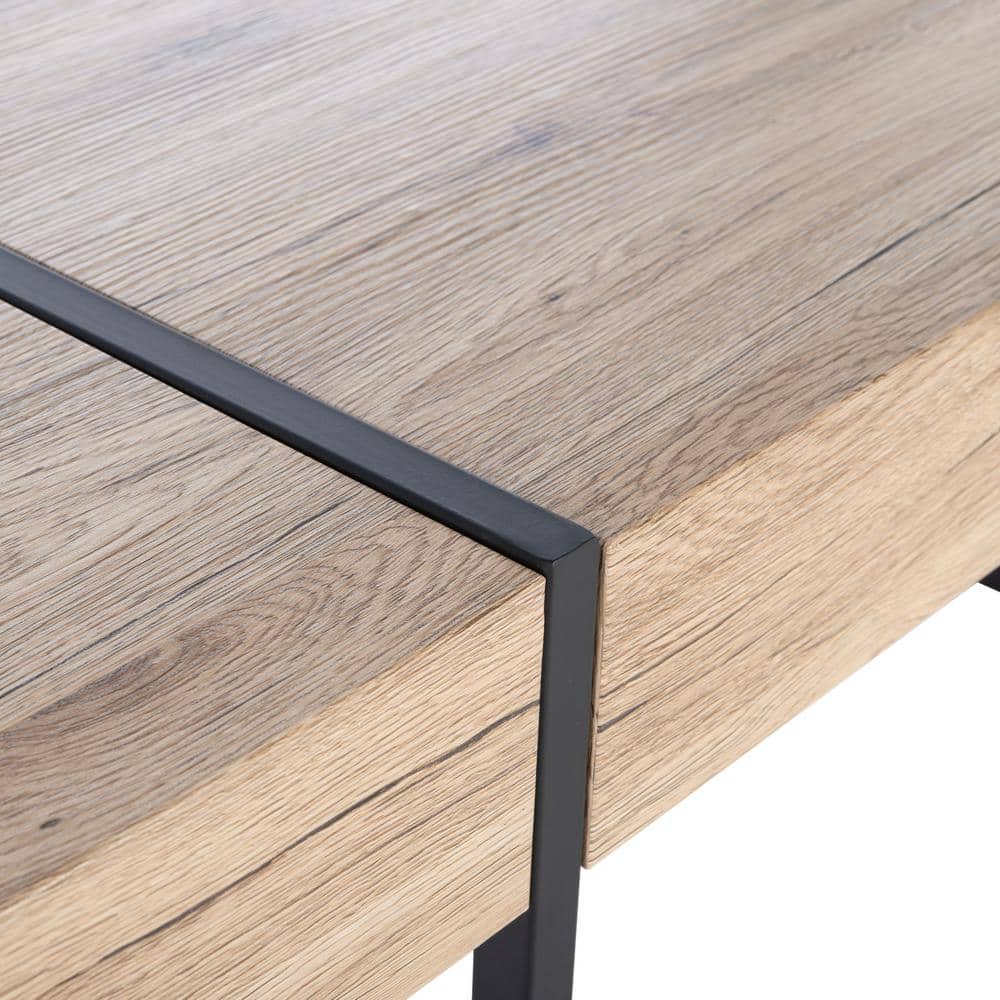 Tristan Natural Black 48" Rectangular Wood Metal Coffee Table