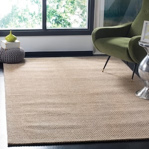 Natura Beige 4 ft. x 4 ft. Striped Solid Color Gradient Square Area Rug