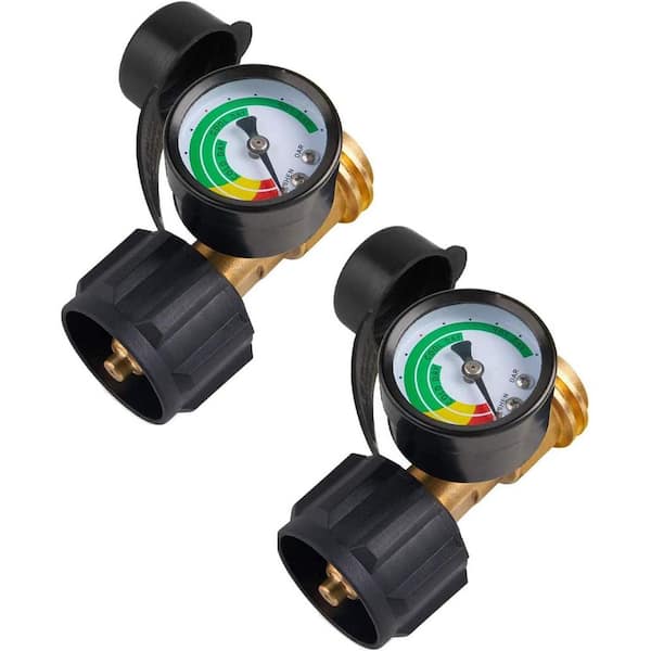 Upgraded Propane Tank Gauge Accurate Gas Level Indicator for 5-20 lb Tanks with QCC1 Connection Solid Brass  2-Pack