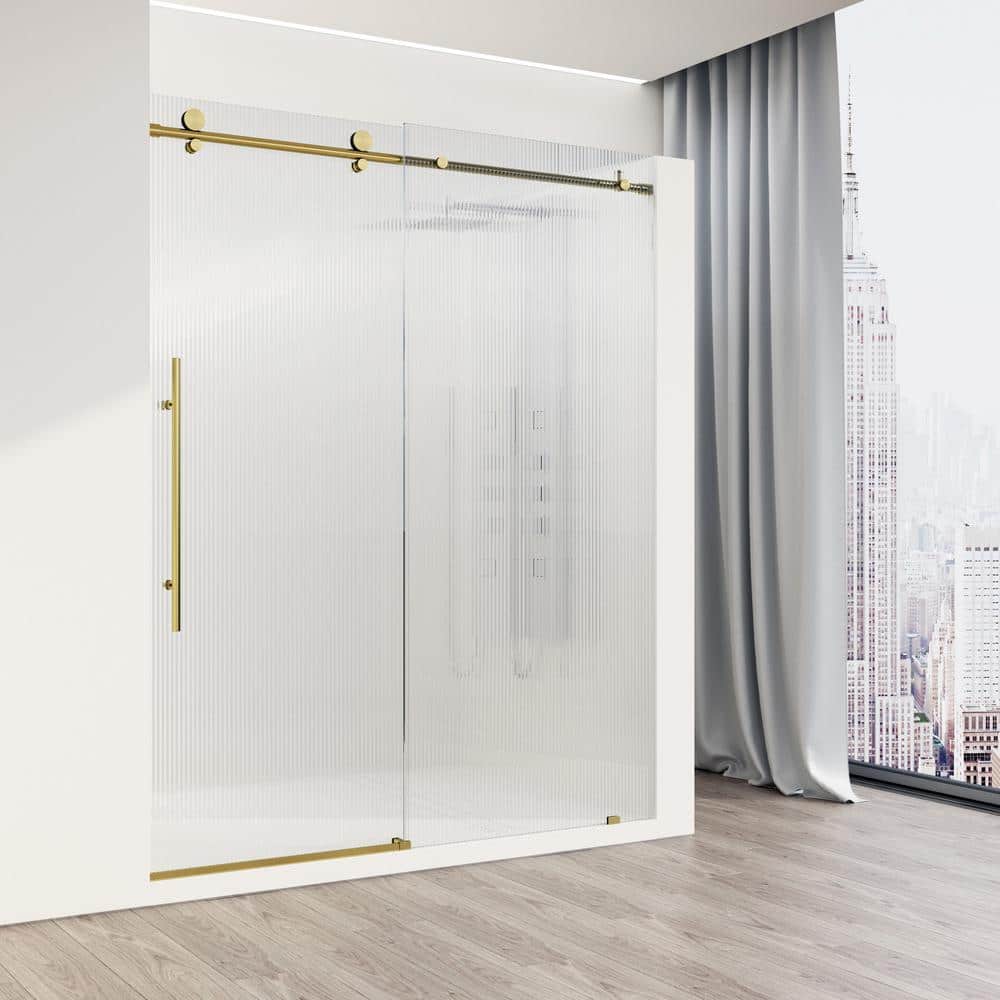Elan E-Class 60" Frameless Sliding Shower Door in Matte Brushed Gold