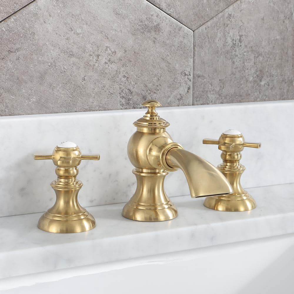 Elegant Vintage Brass 8'' Widespread Bathroom Faucet