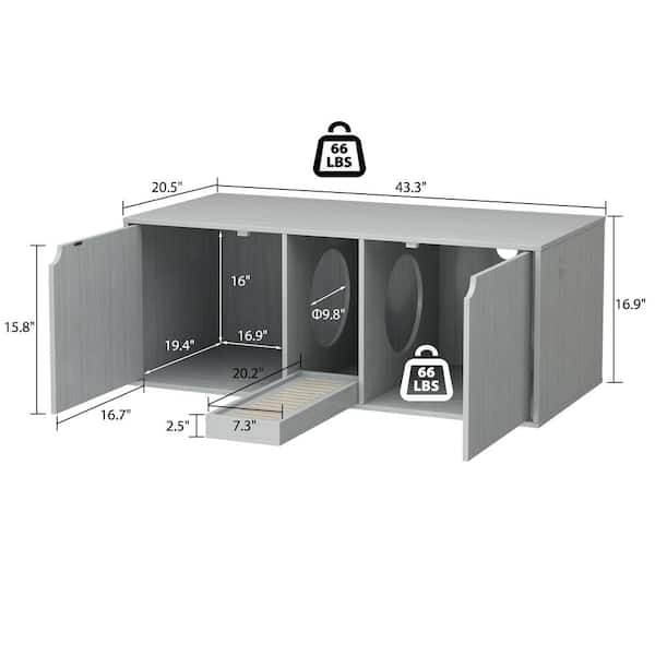 Cat Litter Box Enclosure Hidden Washroom 2 Rooms with Catcher – FUFUGAGA