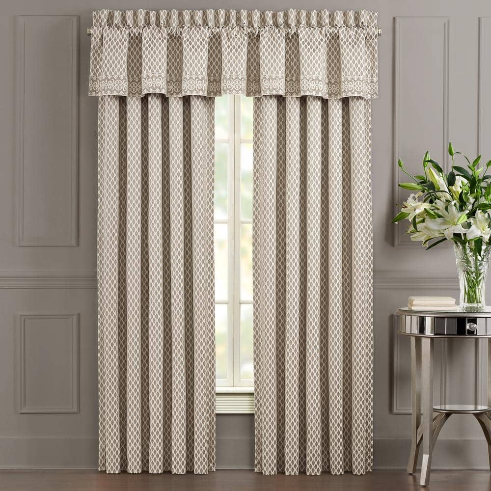 Champagne Jacquard Polyester Room-Darkening Window Panel Pair