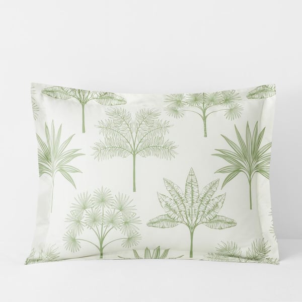 The Company Store Company Cotton Tulum Forest Moss Green Botanical Cotton Percale Standard Sham