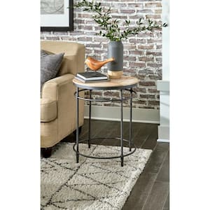 Fenway 22 in. Pickled Mango Round Solid Wood End Table
