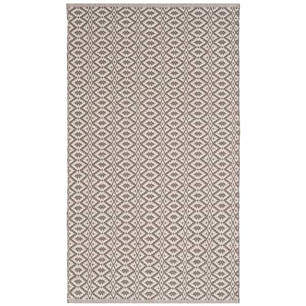 SAFAVIEH Montauk Ivory/Gray Doormat 3 ft. x 4 ft. Solid Area Rug