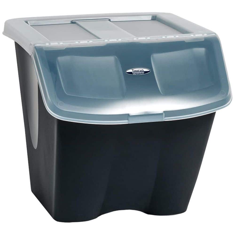 10 Gal. Stackable Shutter Bin with Flip Lid Plastic Storage, Black price history on PriceWatchPro