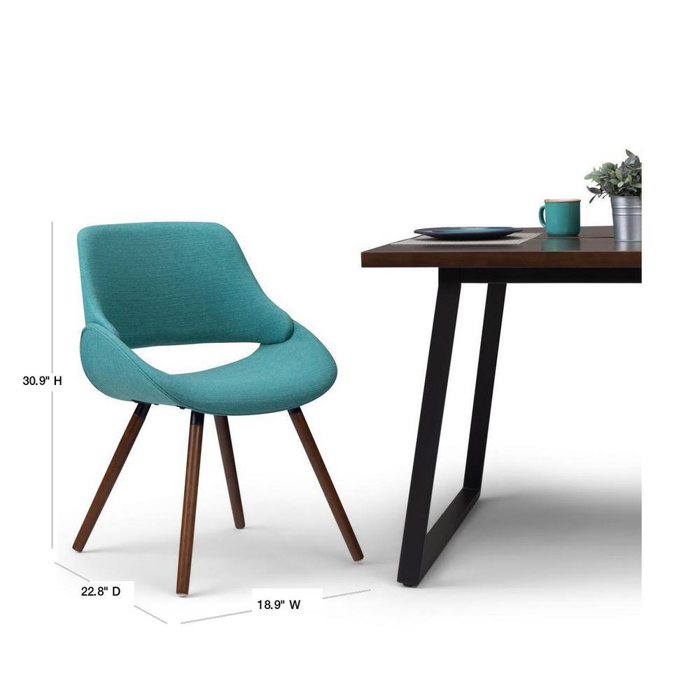 Turquoise Blue Upholstered Bentwood Side Chair in Mid Century Style