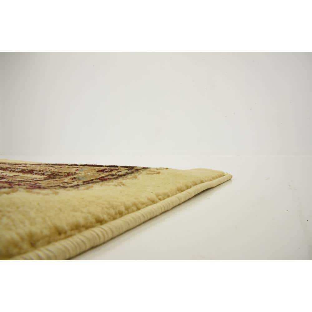 Elegant Ivory 7' x 10' Stain-Resistant Synthetic Area Rug