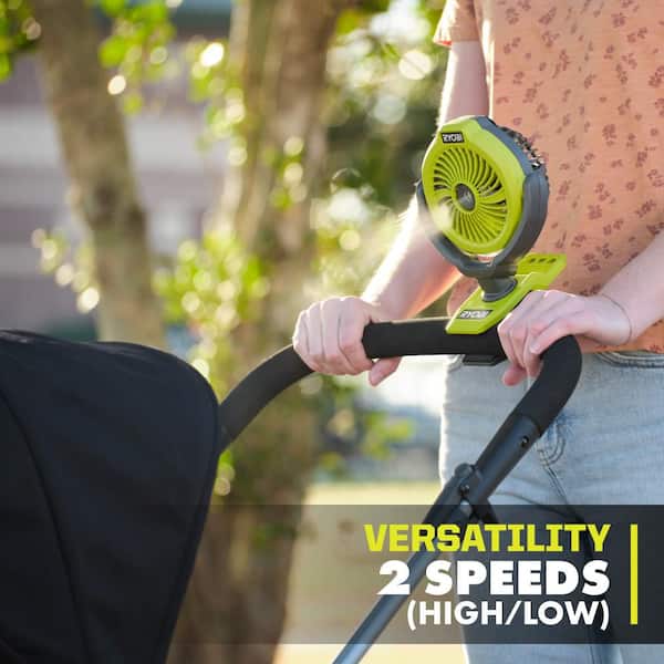 RYOBI USB Lithium Cordless Misting Clamp Fan Kit with USB Lithium