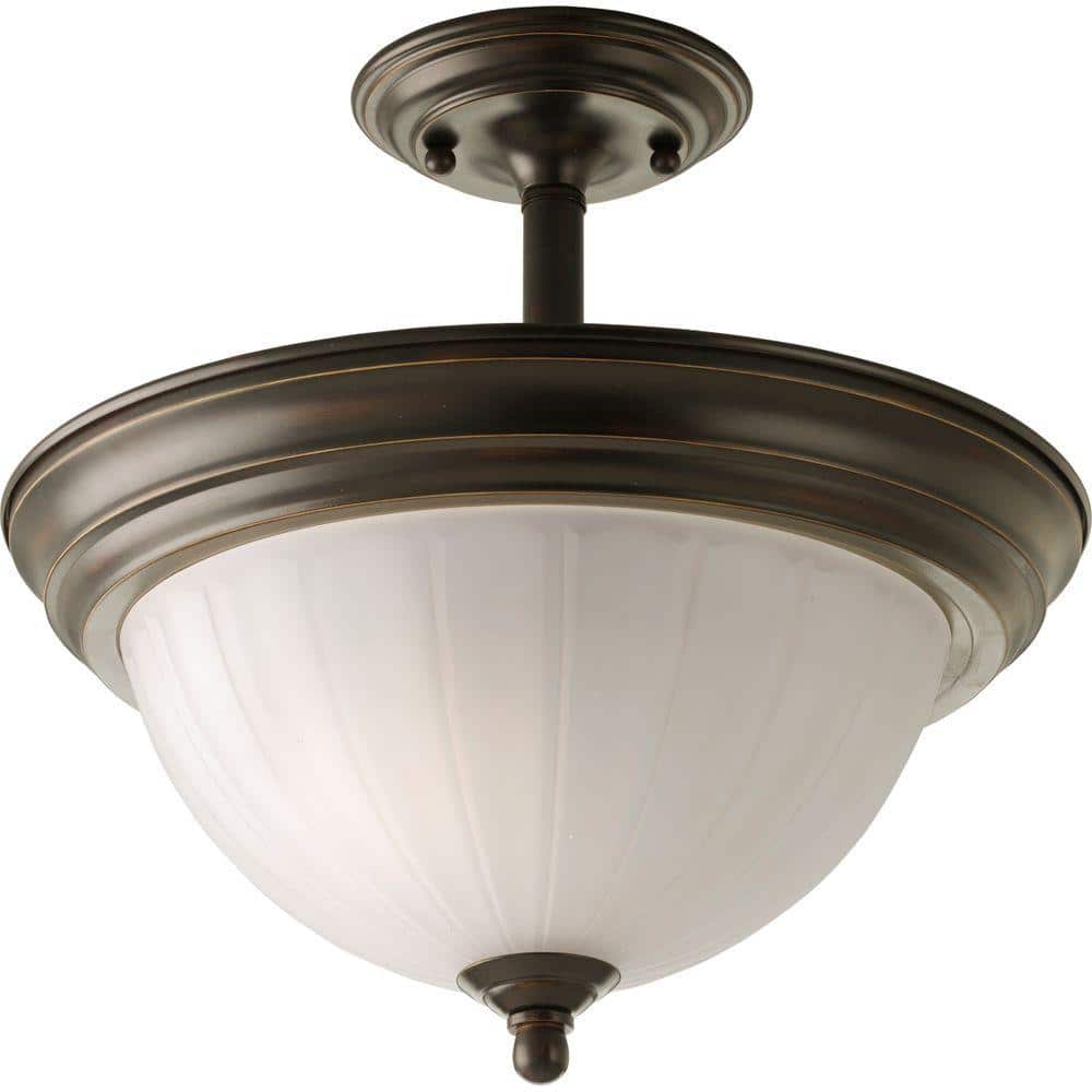 2-Light Antique Bronze Semi-Flush Mount