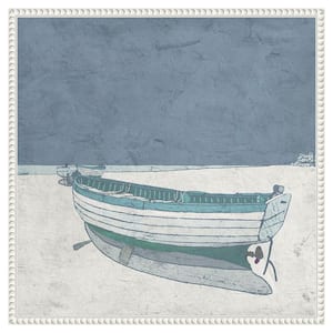 "Boat Ashore I" by Ynon Mabat 1-Piece Floater Frame Giclee Coastal Canvas Art Print 22 in. x 22 in.