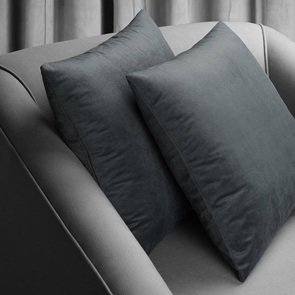 Distance Blue Gray Velvet Euro Throw Pillow Covers