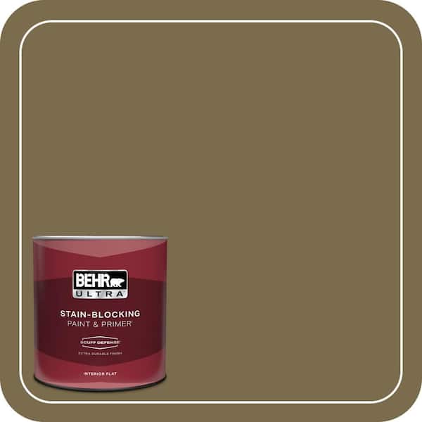 BEHR ULTRA 1 qt. #PPU8-01 Olive Extra Durable Flat Interior Paint & Primer