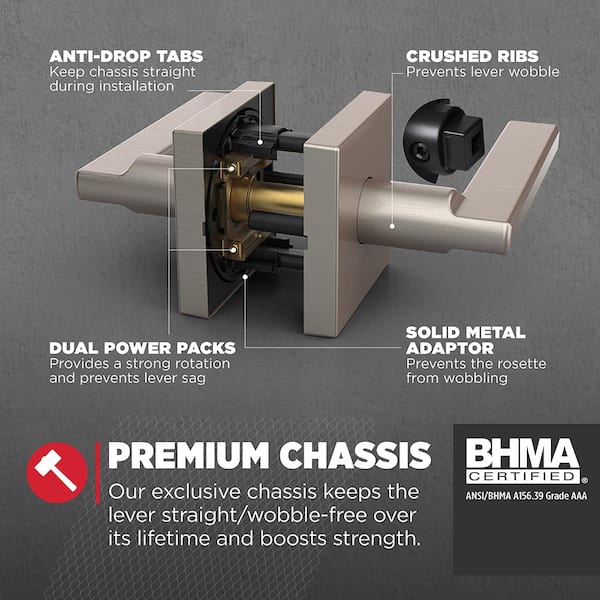 Kwikset Halifax Square Satin Nickel Hall/Closet Door Handle