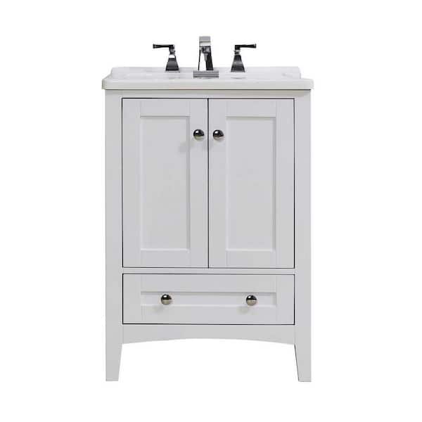 stufurhome Stufurhome Delia 24 in. x 22 in. White Acrylic Undermount Wood Laundry Utility Sink