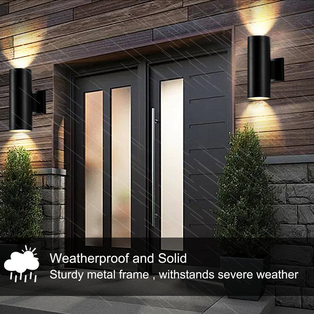 Matte Black Cylinder 11" LED Outdoor Sconce