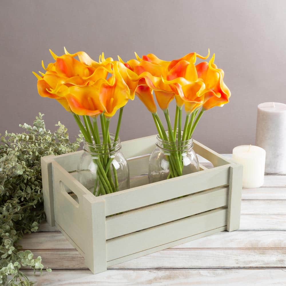 Pure Garden Sunset Orange Artificial Calla-Lily Flowers with Stems