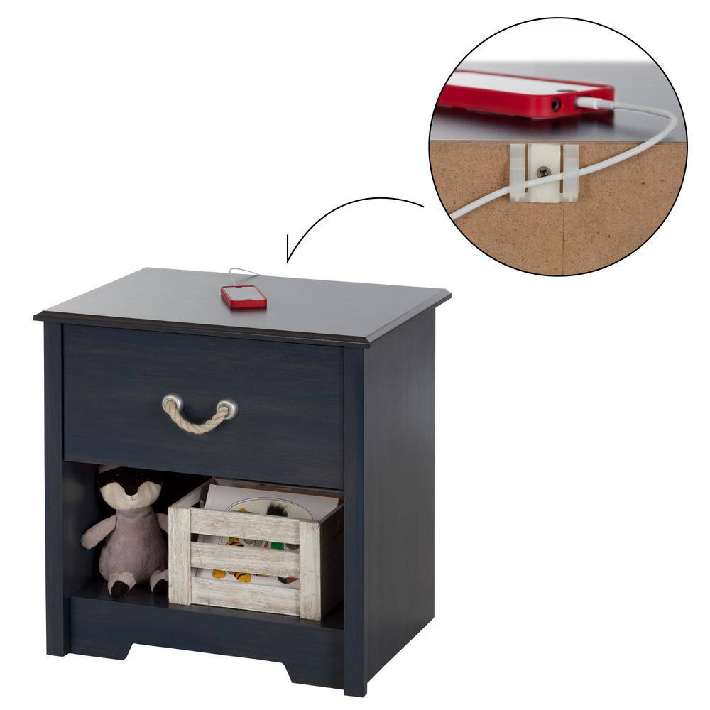 Coastal Blueberry 1-Drawer Nightstand with Rope Handle