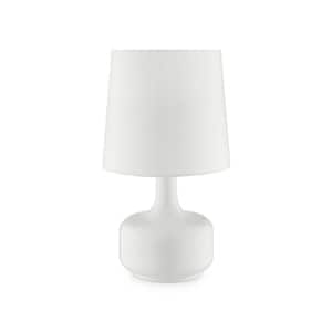 Cheru 17.25 in. Powder White Mid-Century Modern Touch On Metal Table Lamp