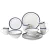 Lorren Home Trends 16-Piece Blue Stripe Porcelain Dinnerware Set (Service  for 4) LH141 - The Home Depot