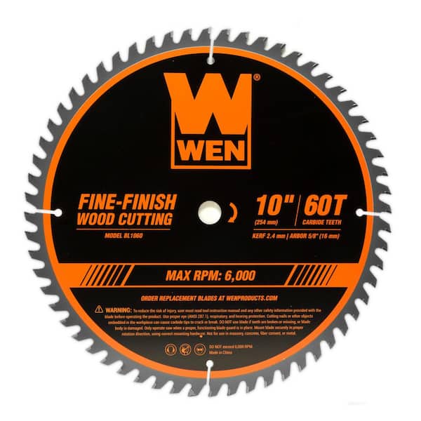 WEN 10 in. 60-Tooth Fine-Finish Professional Woodworking Saw Blade for Miter Saws and Table Saws