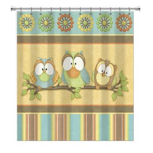 Who's Hoo Owl 72 in. Multicolored Shower Curtain