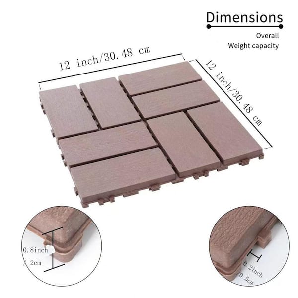 Tidoin Outdoor 1 ft. x 1 ft. Composite Deck Tile in Brown(44 Per Box)
