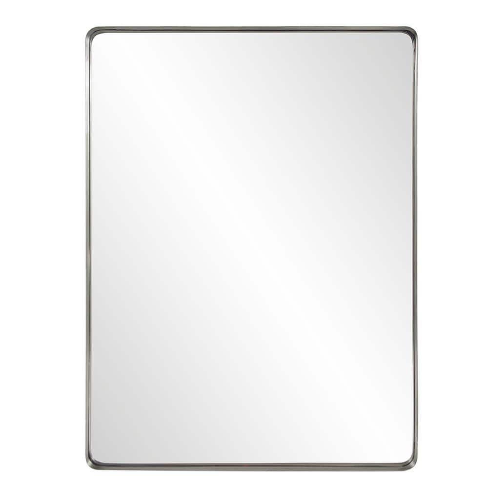Medium Rectangle Brushed Silver Stainless Steel Hooks Contemporary Mirror (40 in. H x 30 in. W) price history on PriceWatchPro