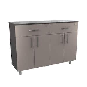 Maestrik 47.24 in. W x 34.25 in. H x 16.54 in. D 4-Door Wood Garage Storage Freestanding Cabinet in Taupe and Dark Gray.