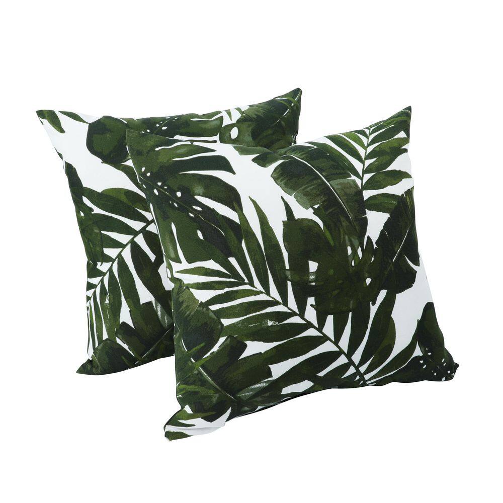 18. in Square Outdoor /Indoor Throw Pillows with Inserts White with Green Big leaf (2-Pack) price history on PriceWatchPro