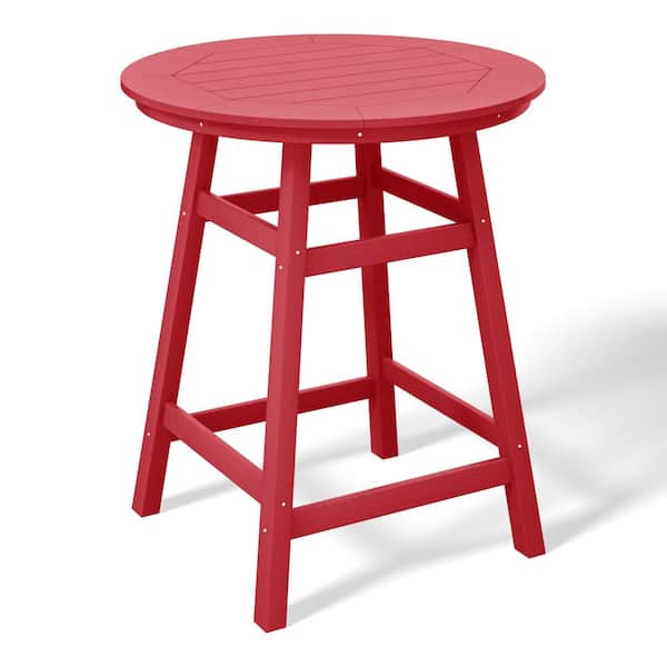 WESTIN OUTDOOR Laguna 35 in. Round HDPE Plastic All Weather Outdoor Patio Counter Height High Top Bistro Table in Red