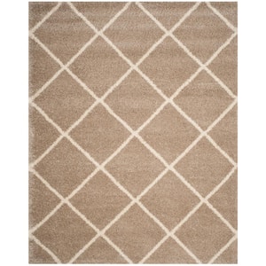 Hudson Shag Beige/Ivory 8 ft. x 10 ft. Geometric Diamonds Area Rug