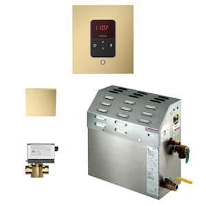 6 kW Steam Bath Generator with iTempo AutoFlush Square Package in Satin Brass