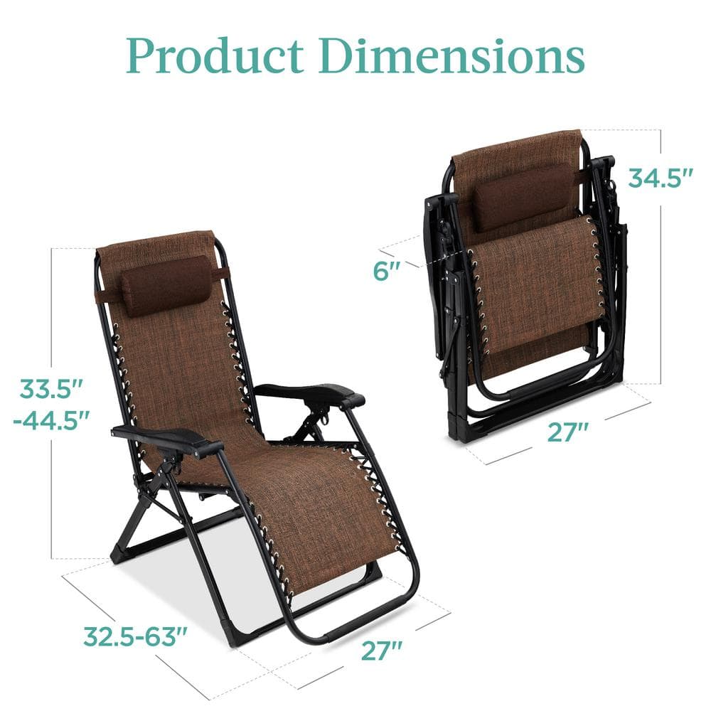 Oversized Woodland Brown Zero Gravity Recliner with Cushion and Tray