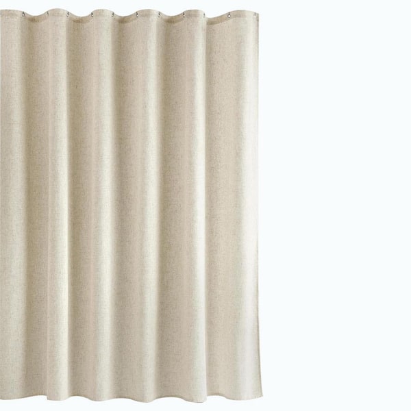 Natural Linen 72x72 Shower Curtain Weighted Textured Fabric Boho Farmhouse Bath Decor with Hooks in Beige