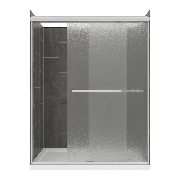 CRAFT + MAIN Cove Sliding 60 in. L x 32 in. W x 78 in. H Right Drain Alcove Shower Stall Kit in Slate and Brushed Nickel Hardware