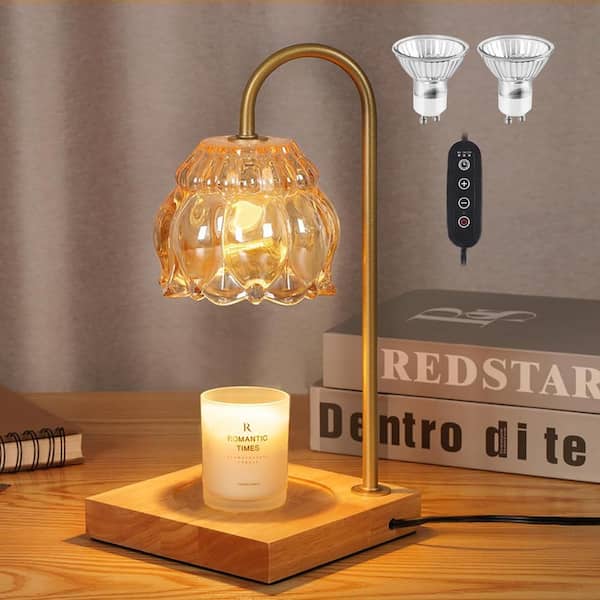 Nordic Hygge Metal Dimmable Candle Lamp Warmer with Timer, Christmas Birthday Gifts for Mom Women in Gold