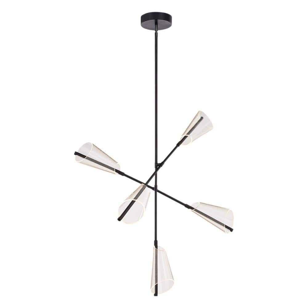 Mulberry Black 5-Light LED Modern Linear Chandelier