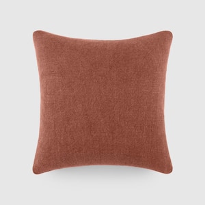 Washed and Distressed Cotton 20 in. x 20 in. Decor Throw Pillow in Terracotta