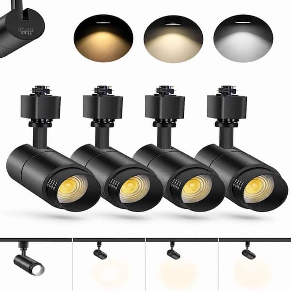 3-CCT Zoomable 10W LED H-Type Track Light Heads with 15°-60° Beam, 1000 lm CRI90 Adjustable, Black 4 Pack