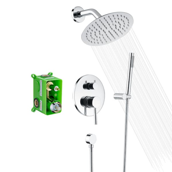 SUMERAIN Modern 1-Handle 1-Spray Shower Faucet 1.8 GPM with Hand Shower in Chrome (Valve Included)