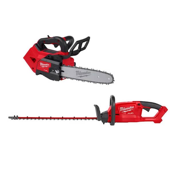 Milwaukee M18 FUEL 12 in. Top Handle 18-Volt Lithium-Ion Brushless Cordless Chainsaw and 24 in. Hedge Trimmer Combo Kit (2-Tool)
