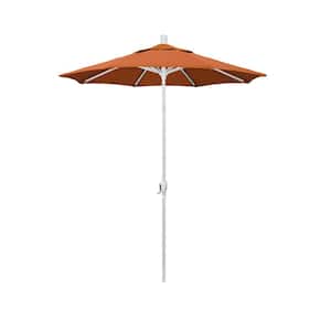 6 ft. Matted White Aluminum Market Patio Umbrella with Crank and Tilt in Tuscan Sunbrella